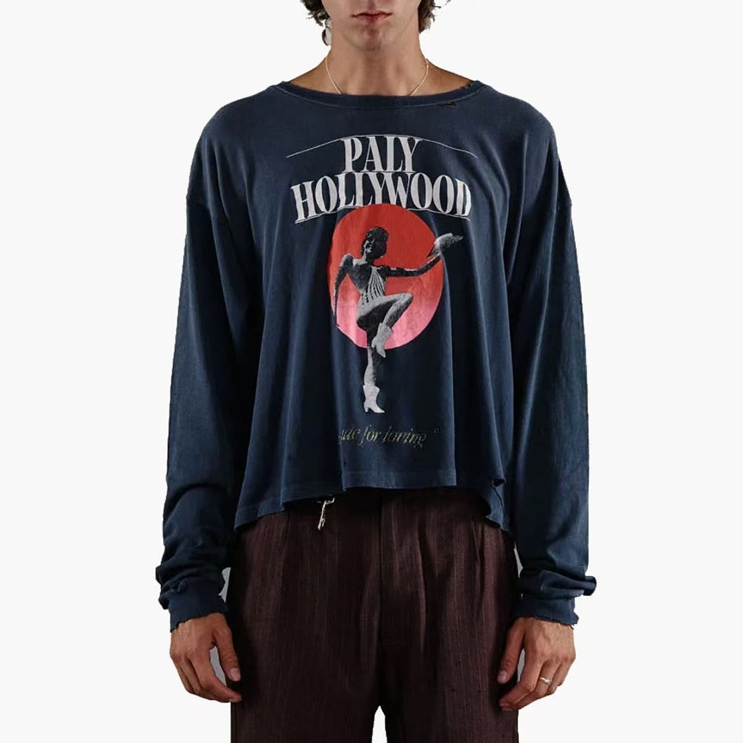 Paly Hollywood Made for Moving Graphic Cropped Long-Sleeve Tee