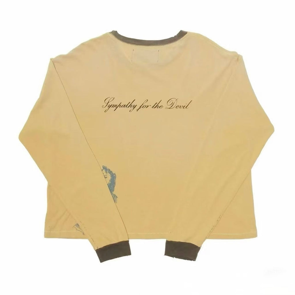 Paly Hollywood Sympathy for the Devil Cropped Long-Sleeve Tee