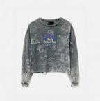 Paly Hollywood Beth Lehem Inn Charcoal Graphic Cropped Long-Sleeve Tee