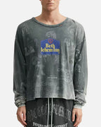 Paly Hollywood Beth Lehem Inn Charcoal Graphic Cropped Long-Sleeve Tee