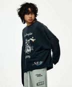 Paly Hollywood Los Angeles Cartoon Graphic Black Sweatshirt