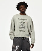 Paly Hollywood Los Angeles Cartoon Graphic Cropped Sweatshirt