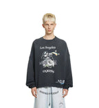 Paly Hollywood Los Angeles Cartoon Graphic Black Sweatshirt