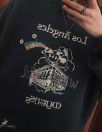 Paly Hollywood Los Angeles Cartoon Graphic Black Sweatshirt