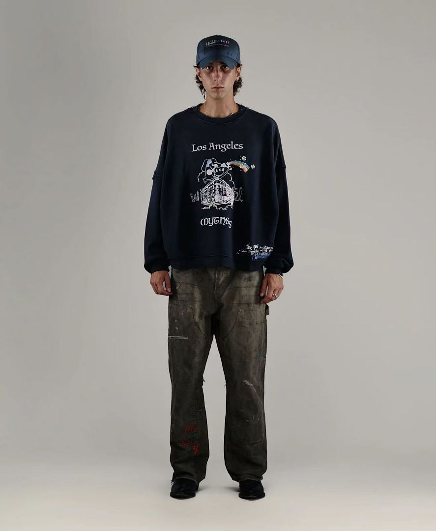 Paly Hollywood Los Angeles Cartoon Graphic Black Sweatshirt