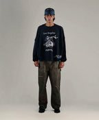 Paly Hollywood Los Angeles Cartoon Graphic Black Sweatshirt