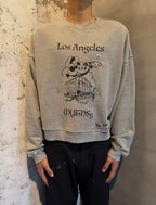 Paly Hollywood Los Angeles Cartoon Graphic Cropped Sweatshirt