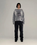 Paly Hollywood Los Angeles Cartoon Graphic Cropped Sweatshirt