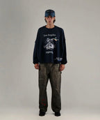Paly Hollywood Los Angeles Cartoon Graphic Black Sweatshirt
