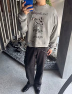Paly Hollywood Los Angeles Cartoon Graphic Cropped Sweatshirt