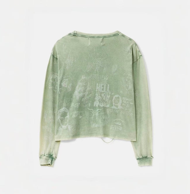 Paly Hollywood Beth Lehem Inn Distressed Cropped Long-Sleeve Tee Main Image