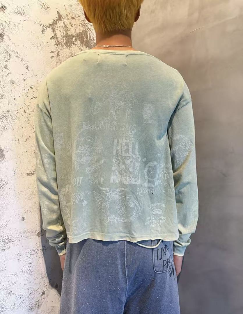 Paly Hollywood Beth Lehem Inn Distressed Cropped Long-Sleeve Tee