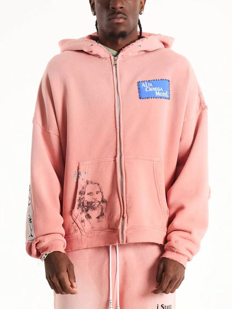Paly Hollywood Alta Cienega Pink Zip-Up Hoodie