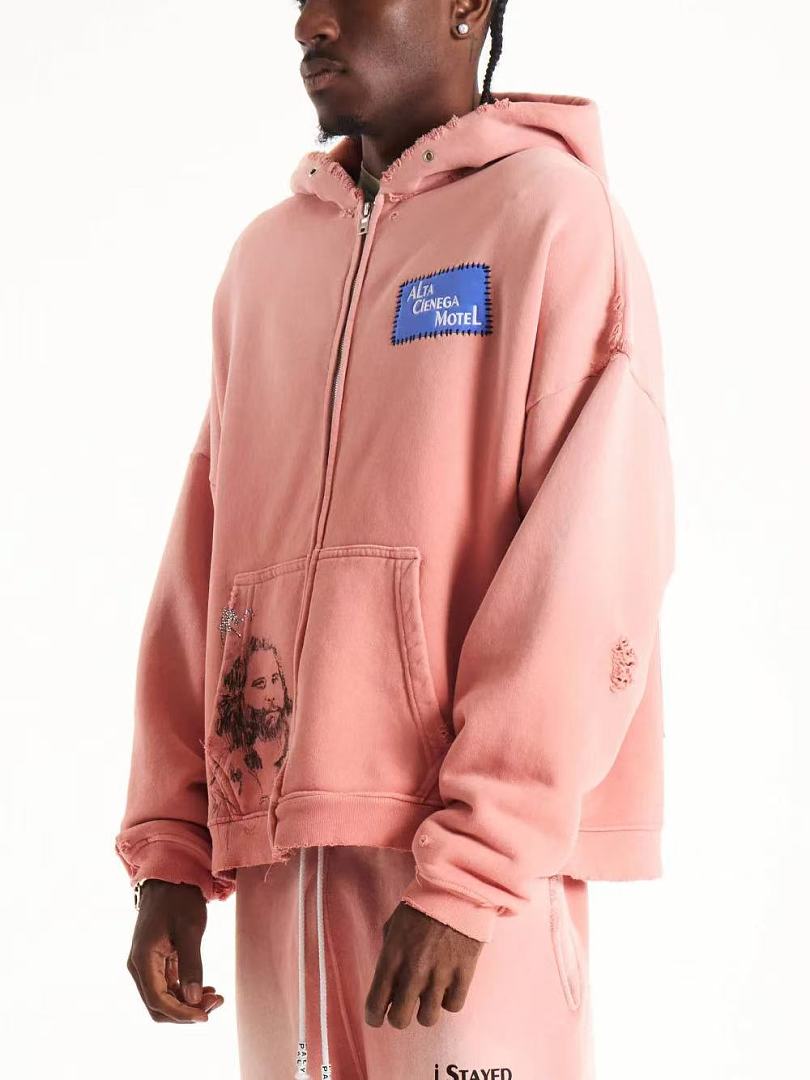 Paly Hollywood Alta Cienega Pink Zip-Up Hoodie
