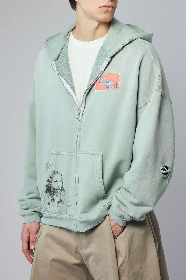 Paly Hollywood Mint Graphic Zip-Up Hoodie
