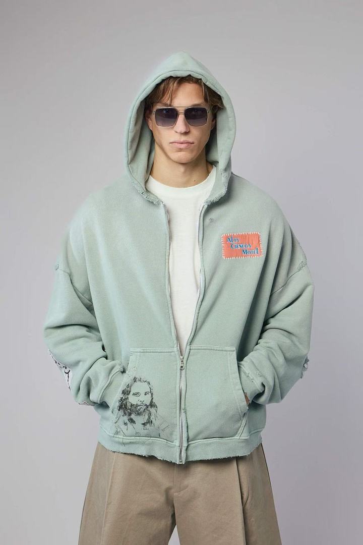Paly Hollywood Mint Graphic Zip-Up Hoodie