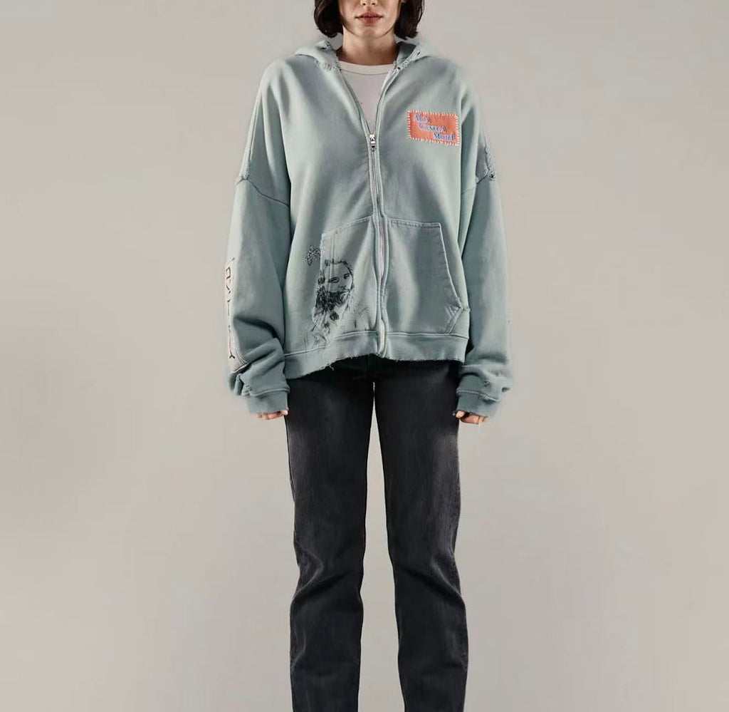 Paly Hollywood Mint Graphic Zip-Up Hoodie