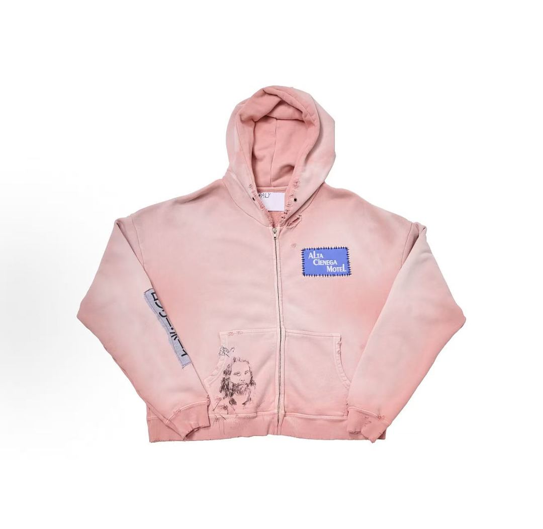 Paly Hollywood Alta Cienega Pink Zip-Up Hoodie