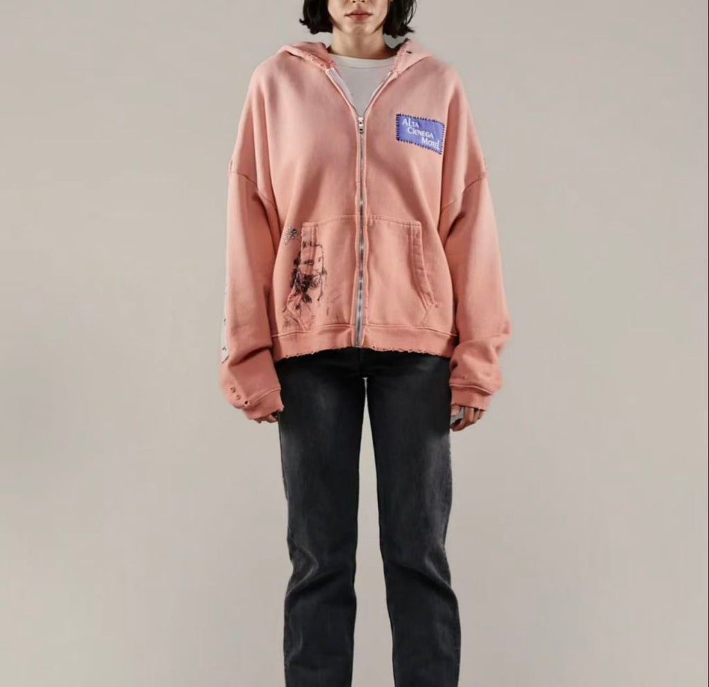 Paly Hollywood Alta Cienega Pink Zip-Up Hoodie