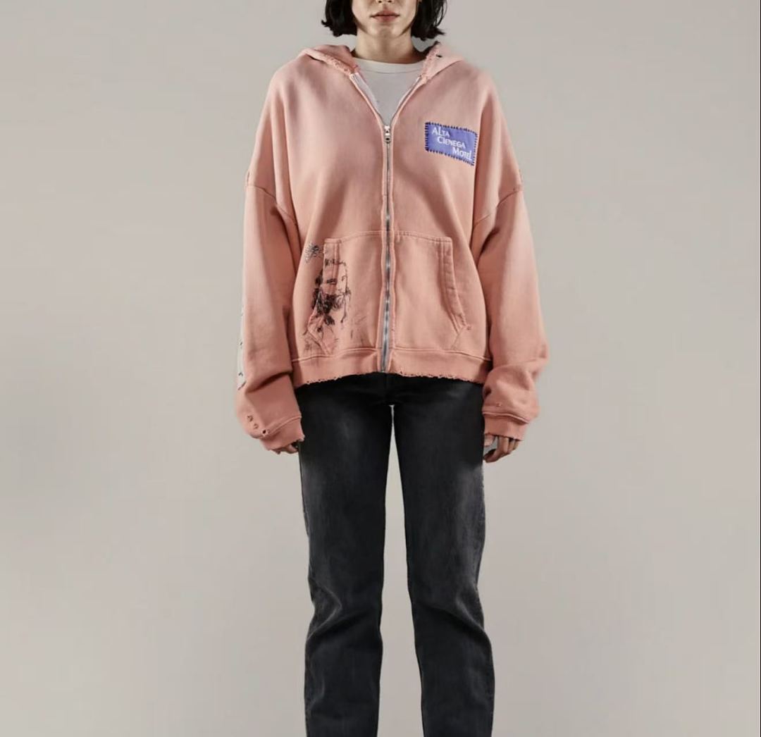 Paly Hollywood Alta Cienega Pink Zip-Up Hoodie