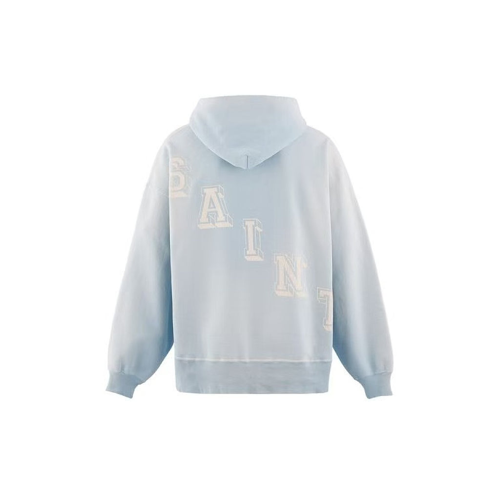 Saint Michael Winged Angel Faded Blue Pullover Hoodie
