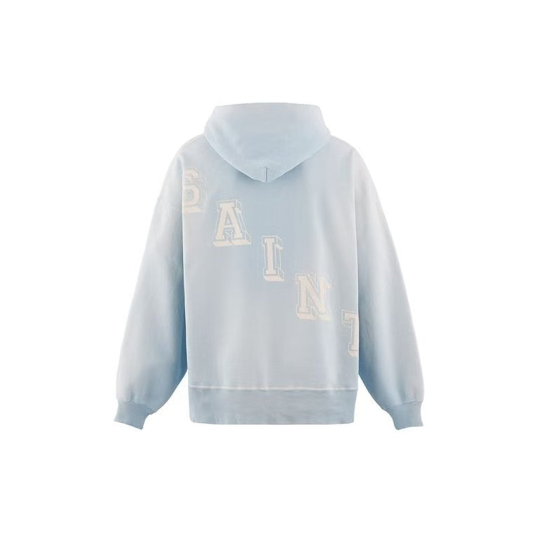 Saint Michael Winged Angel Faded Blue Pullover Hoodie