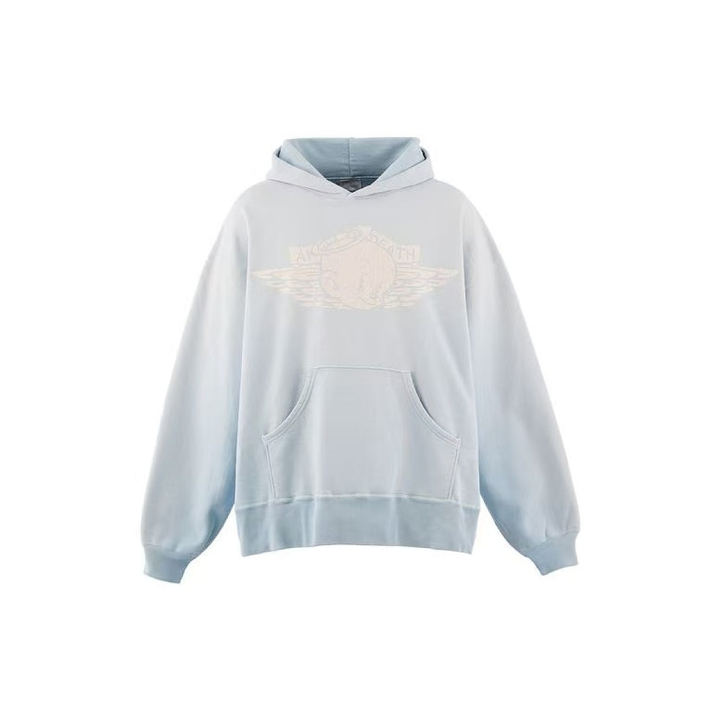 Saint Michael Winged Angel Faded Blue Pullover Hoodie