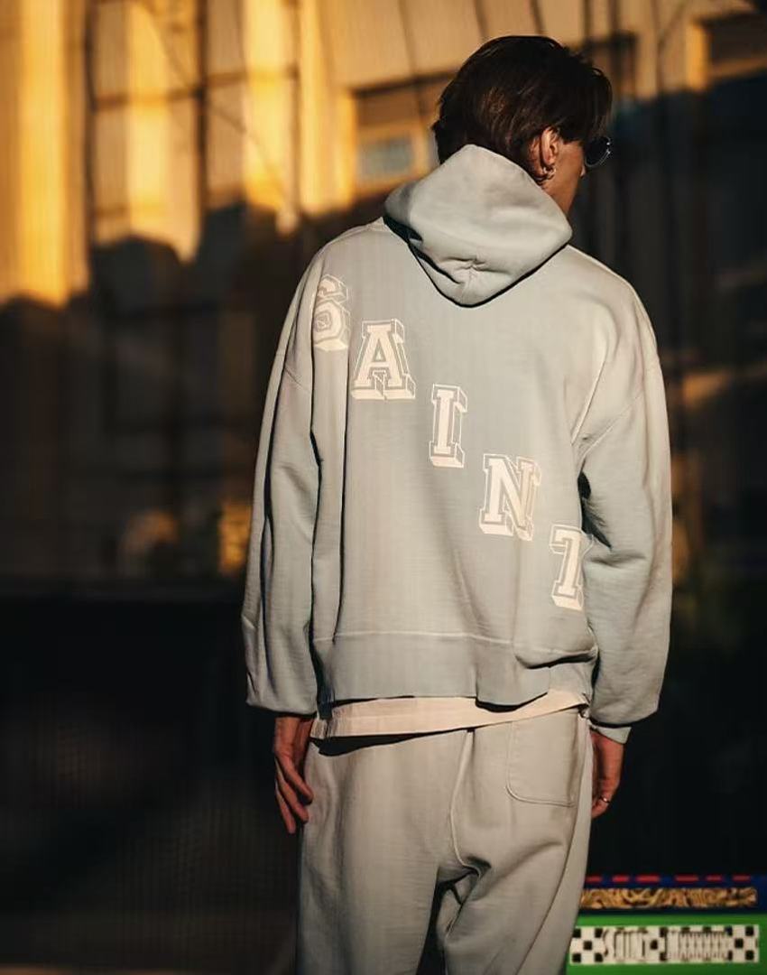 Saint Michael Winged Angel Faded Blue Pullover Hoodie