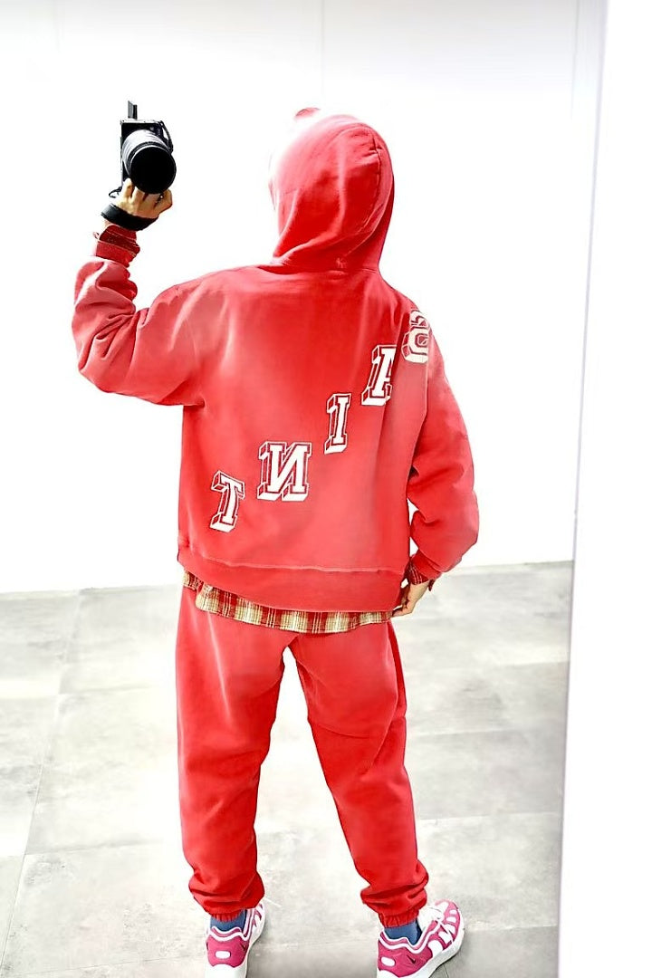 Saint Michael Winged Angel Washed Pink Pullover Hoodie