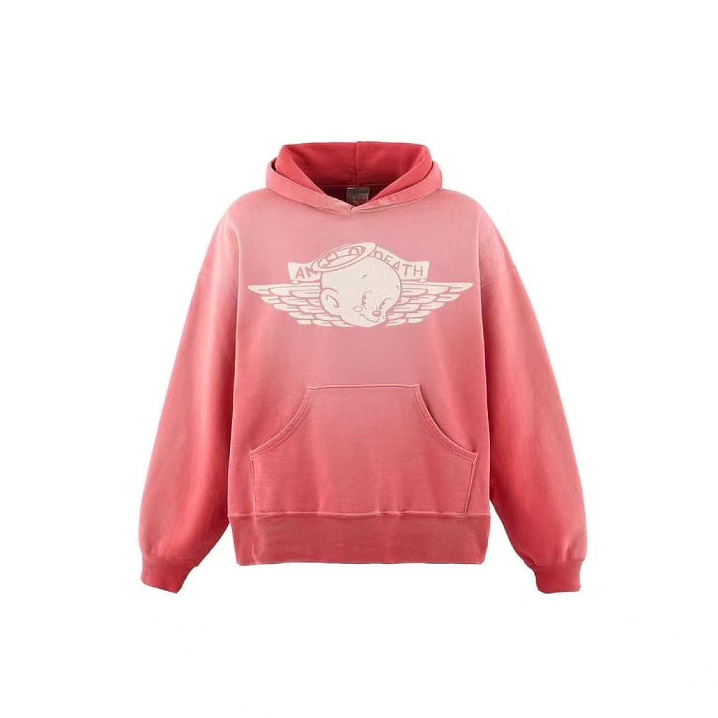 Saint Michael Winged Angel Washed Pink Pullover Hoodie