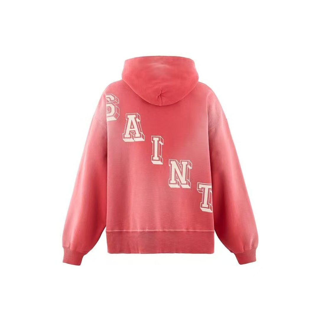 Saint Michael Winged Angel Washed Pink Pullover Hoodie