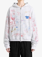 Paly Hollywood All-Over Doodle Graphic Zip-Up Hoodie