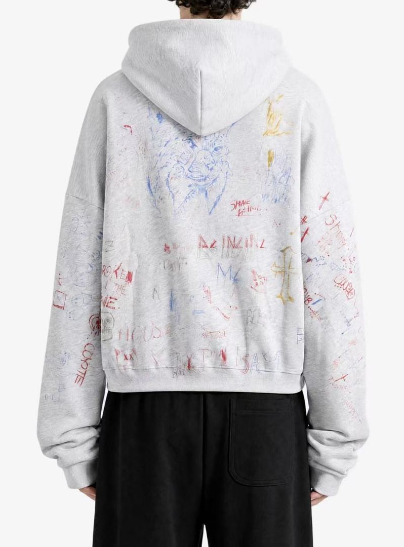 Paly Hollywood All-Over Doodle Graphic Zip-Up Hoodie