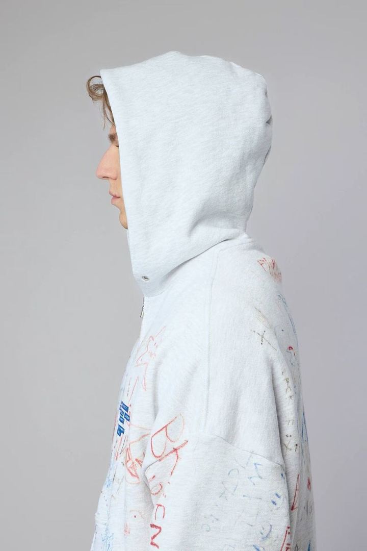 Paly Hollywood All-Over Doodle Graphic Zip-Up Hoodie