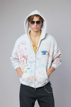 Paly Hollywood All-Over Doodle Graphic Zip-Up Hoodie