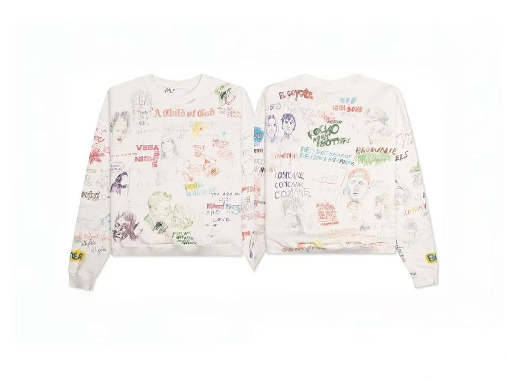 Paly Hollywood A Child of God All-Over Graphic Cropped Sweatshirt