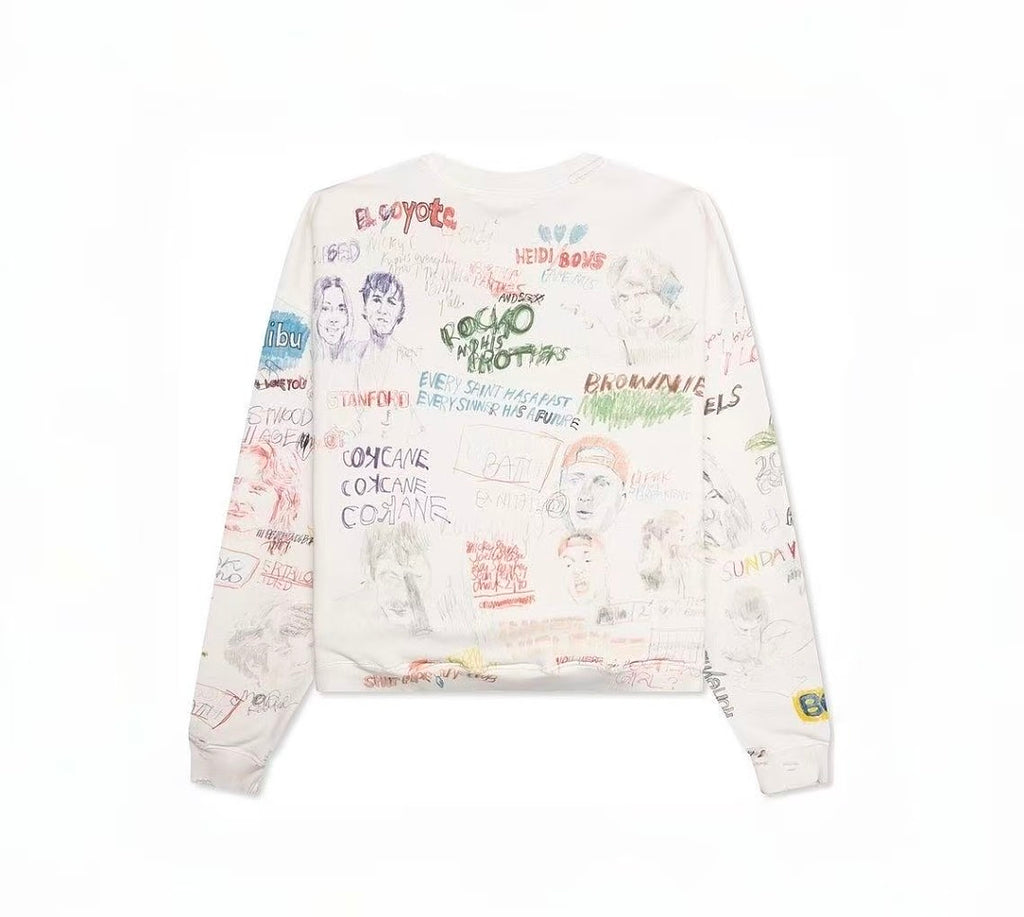 Paly Hollywood A Child of God All-Over Graphic Cropped Sweatshirt