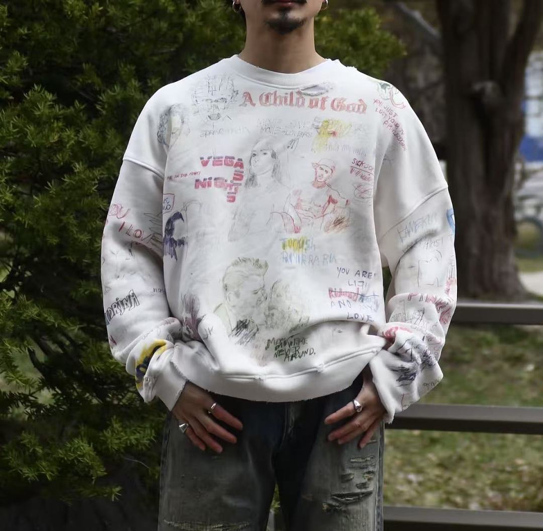 Paly Hollywood A Child of God All-Over Graphic Cropped Sweatshirt