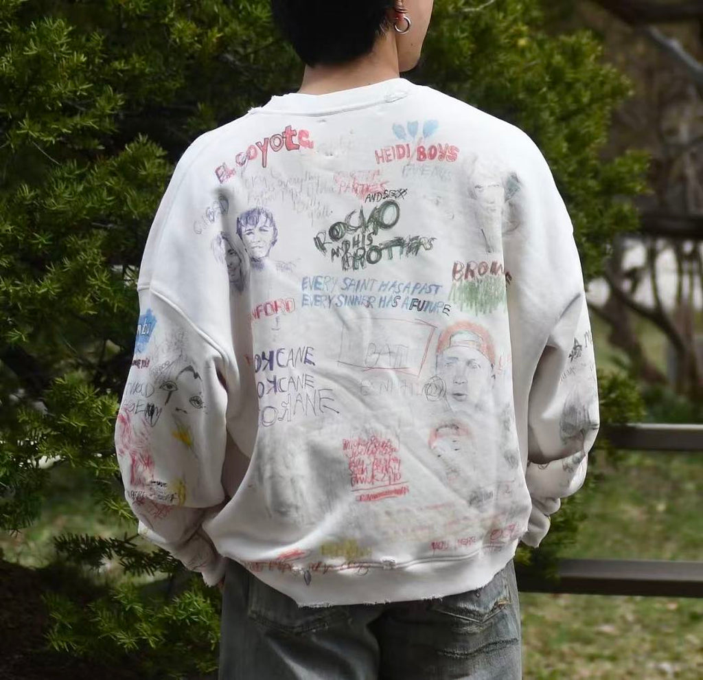 Paly Hollywood A Child of God All-Over Graphic Cropped Sweatshirt