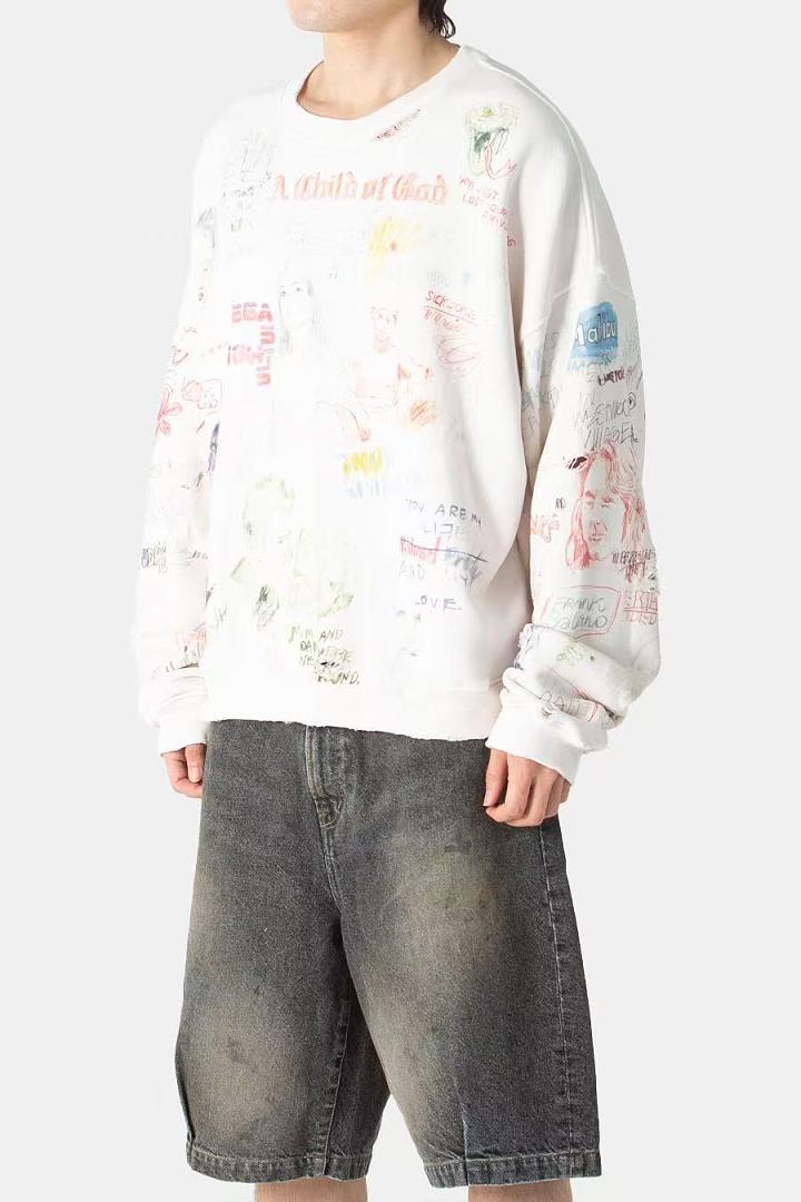 Paly Hollywood A Child of God All-Over Graphic Cropped Sweatshirt