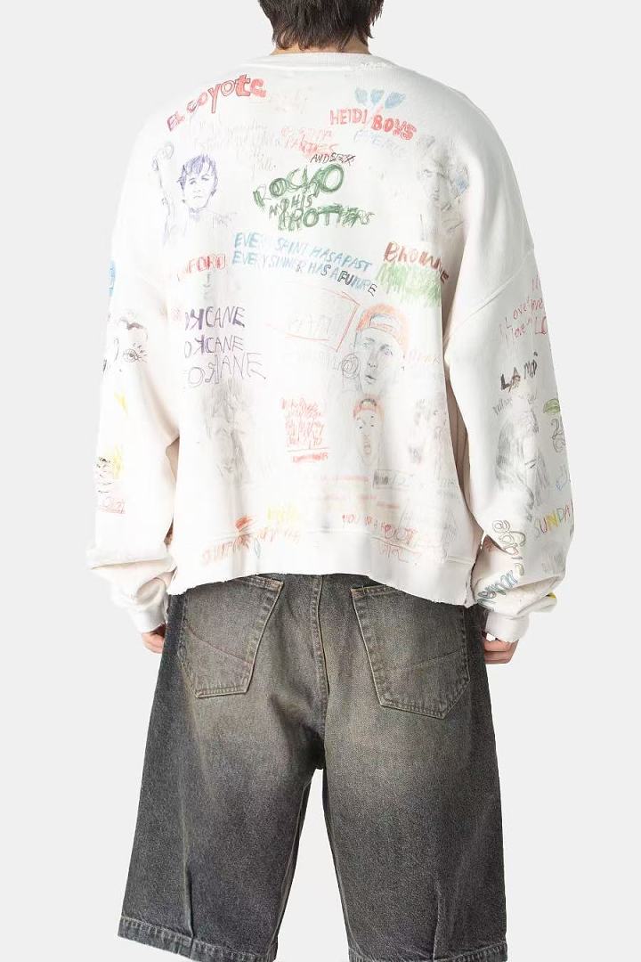 Paly Hollywood A Child of God All-Over Graphic Cropped Sweatshirt