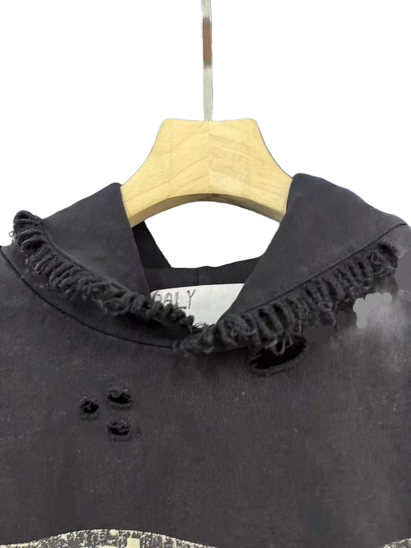 Paly Hollywood Black Madonna Contrast-Sleeve Hoodie