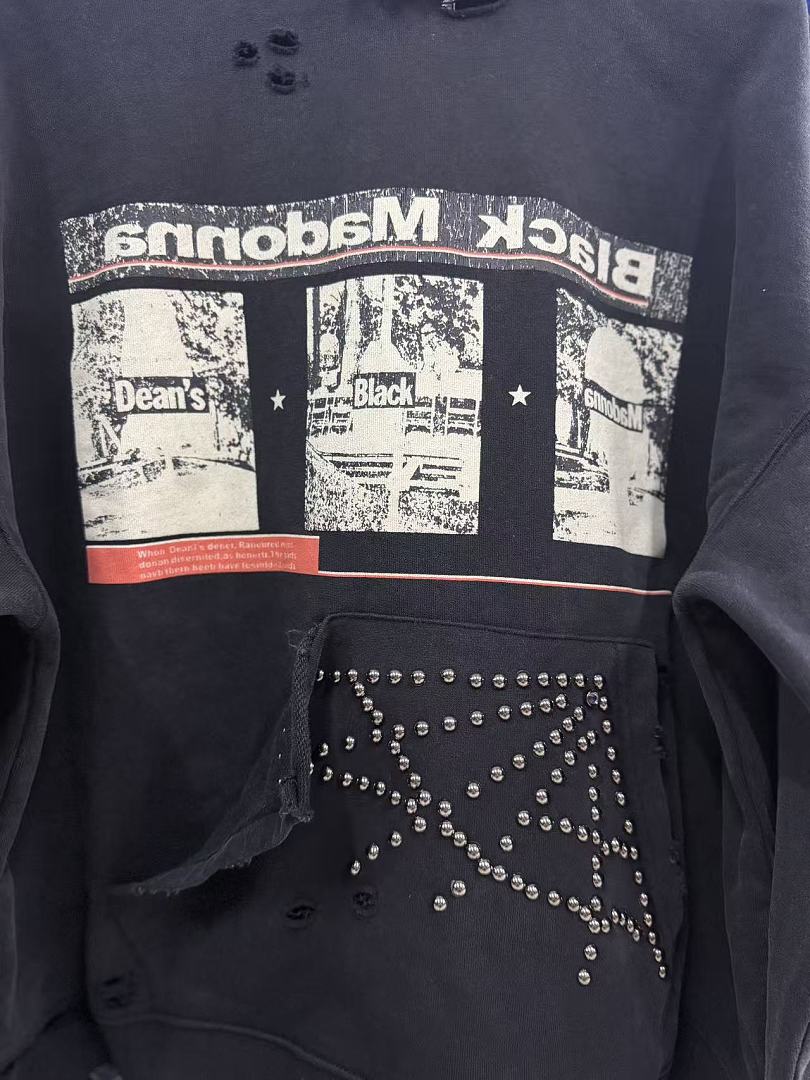 Paly Hollywood Black Madonna Contrast-Sleeve Hoodie
