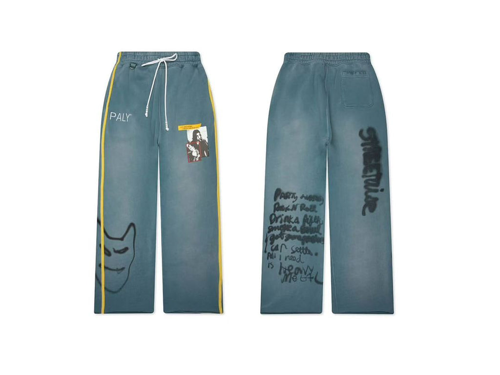 Paly Hollywood Blue Gray Graphic Sweatpants