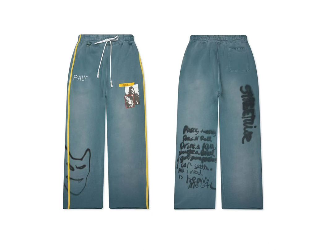 Paly Hollywood Blue Gray Graphic Sweatpants