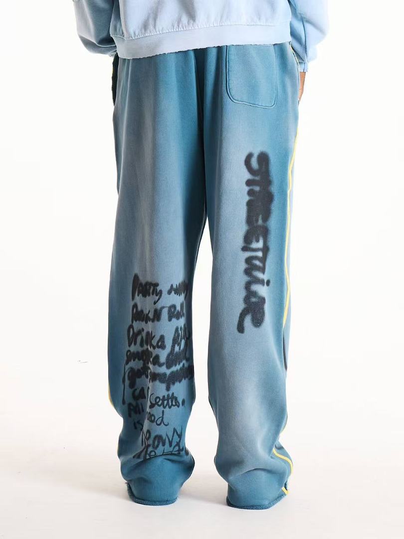 Paly Hollywood Blue Gray Graphic Sweatpants