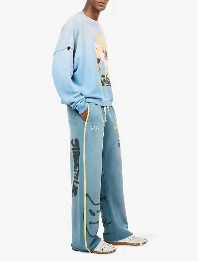 Paly Hollywood Blue Gray Graphic Sweatpants