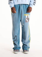 Paly Hollywood Blue Gray Graphic Sweatpants