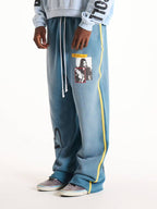 Paly Hollywood Blue Gray Graphic Sweatpants