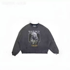 Paly Hollywood Charcoal Walpurgis Graphic Cropped Crewneck Sweatshirt
